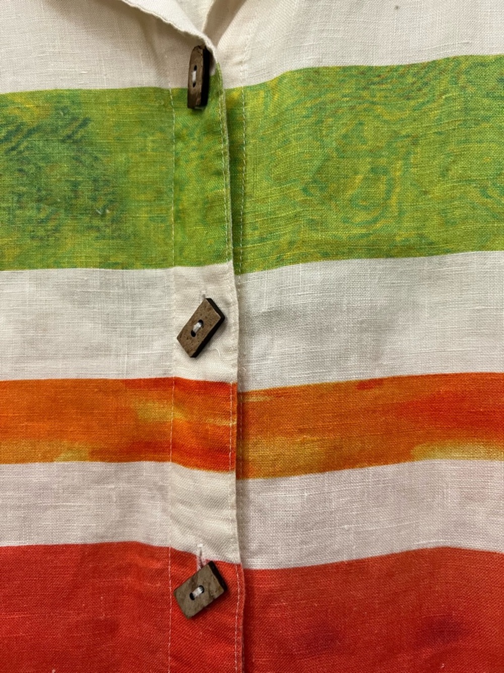 John Mark Hello Sunshine linen Multicolor Striped Button-Down Shirt Sz XL EUC - Picture 3 of 10